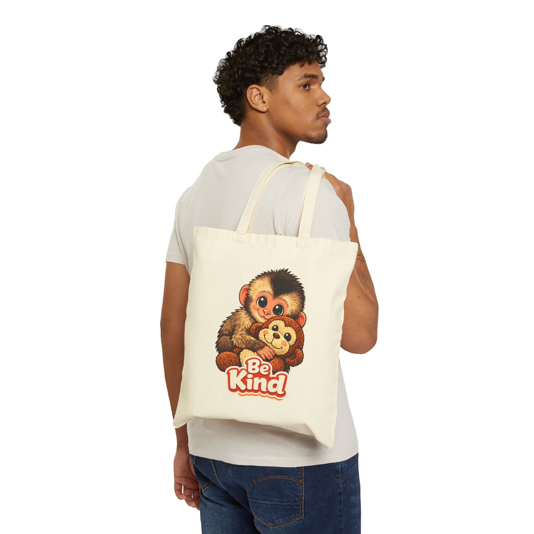 Tote Bag — Cute Punch the Monkey Design with “Be Kind” Slogan
