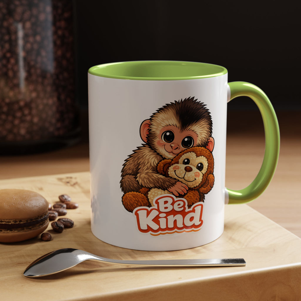 Be Kind Monkey Coffee Mug — Cute Animal Accent Mug (11/15oz)