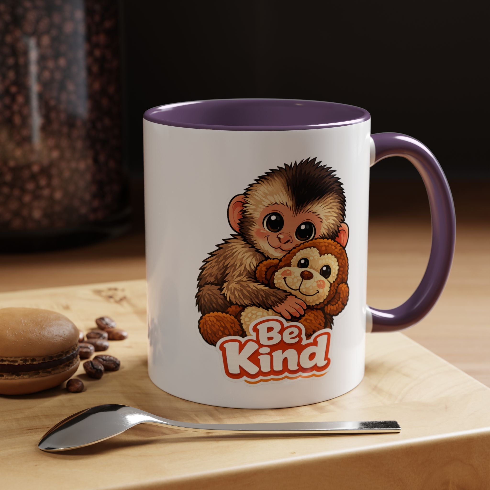 Be Kind Monkey Coffee Mug — Cute Animal Accent Mug (11/15oz)