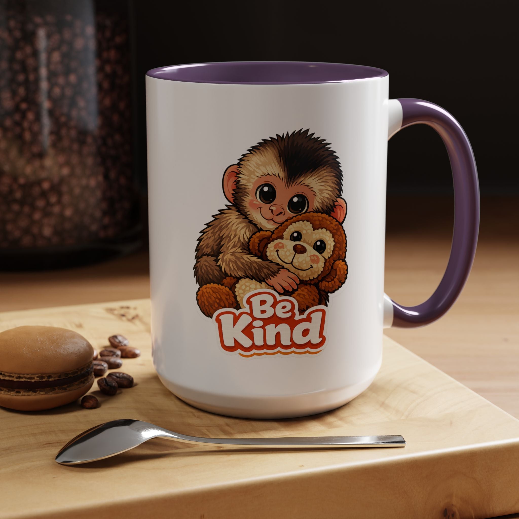 Be Kind Monkey Coffee Mug — Cute Animal Accent Mug (11/15oz)