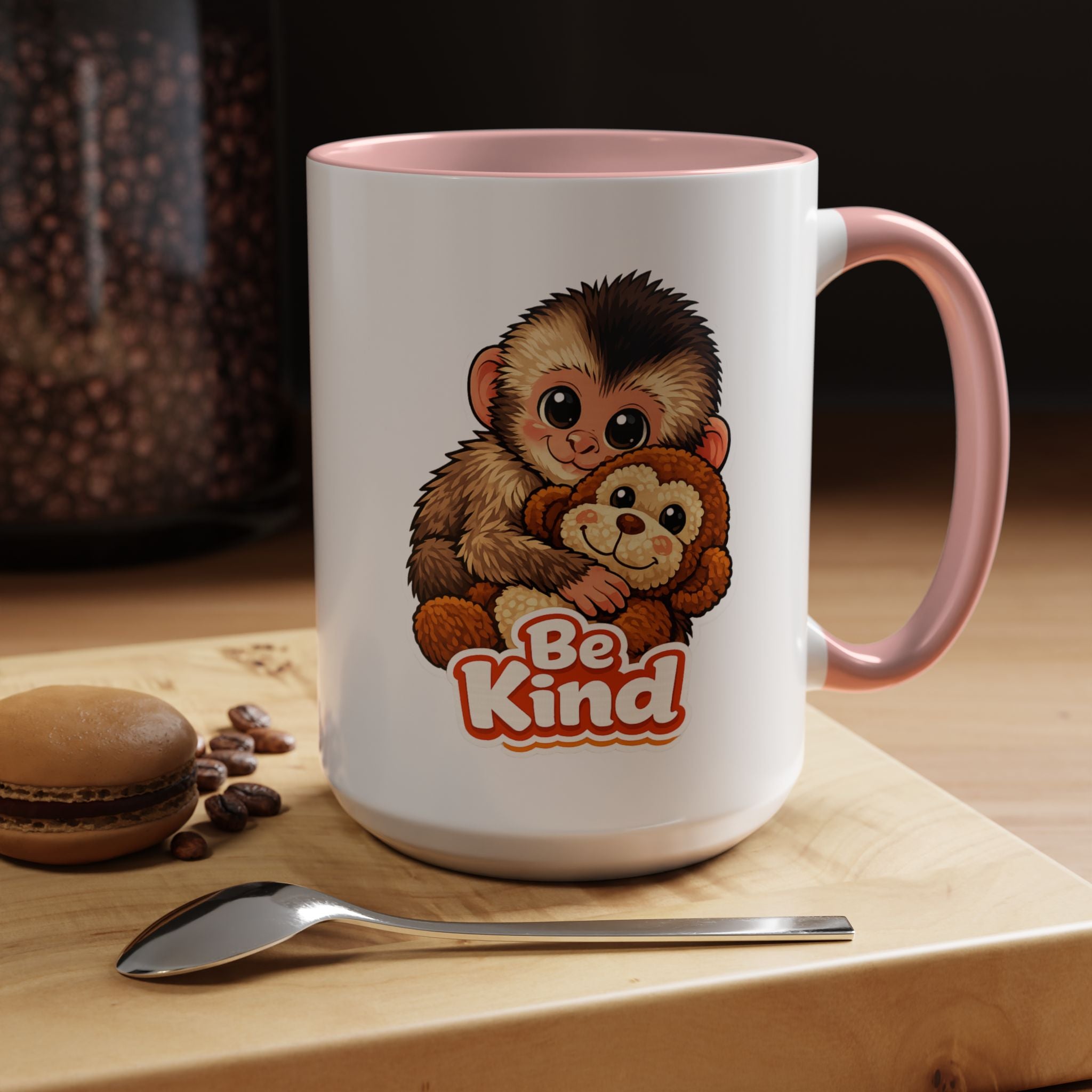 Be Kind Monkey Coffee Mug — Cute Animal Accent Mug (11/15oz)