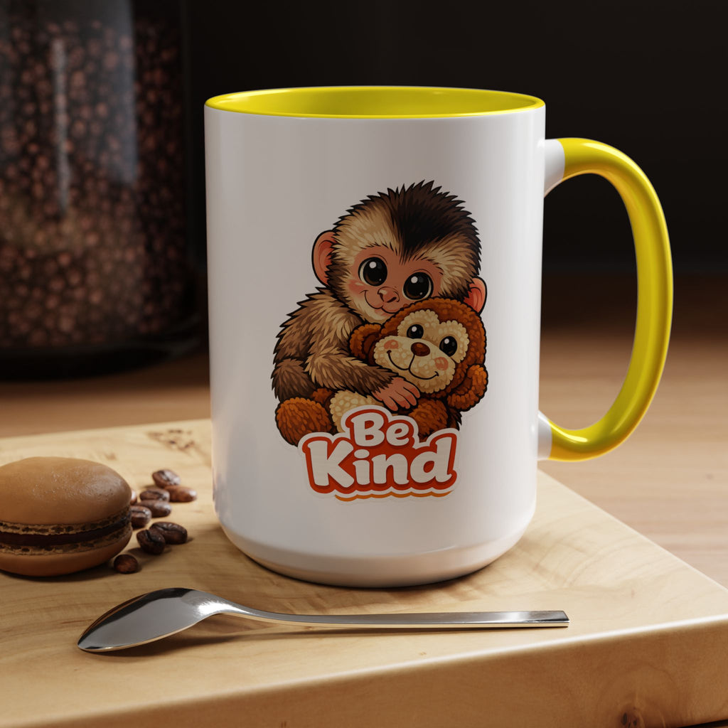 Be Kind Monkey Coffee Mug — Cute Animal Accent Mug (11/15oz)