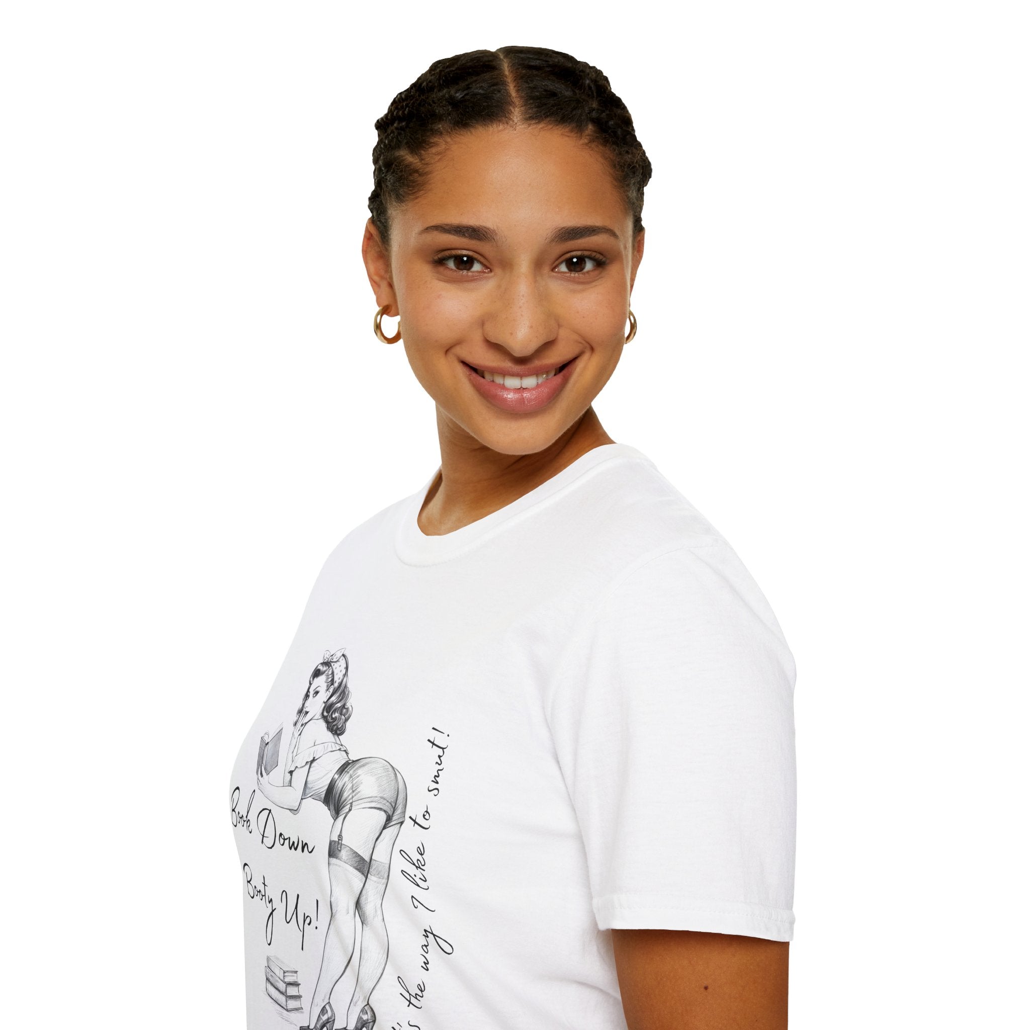 Pinup Booklover T-Shirt — "Book Down Booty Up!" Vintage Reading Tee