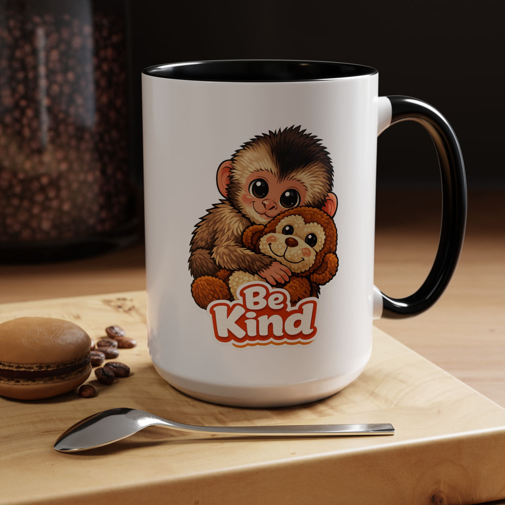 Be Kind Monkey Coffee Mug — Cute Animal Accent Mug (11/15oz)