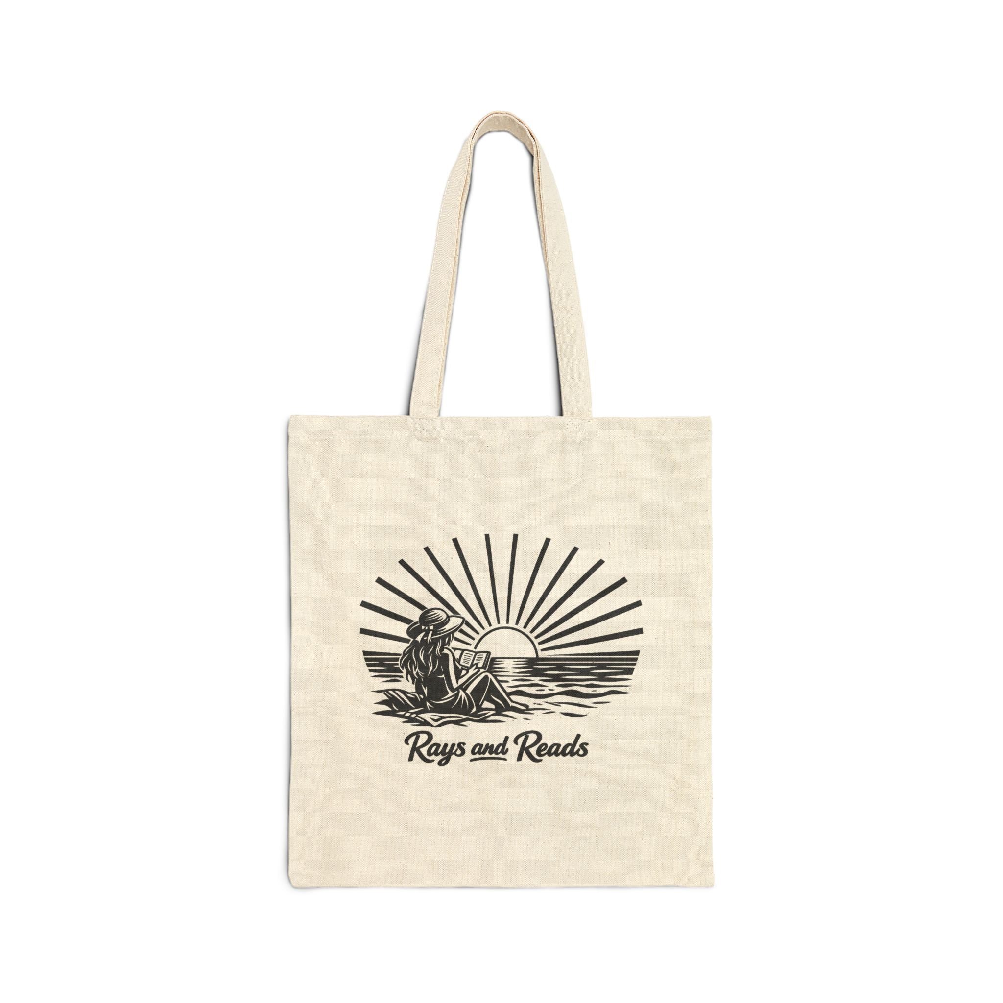 Tote Bag — "Rays and Reads" Beach Sunset Canvas Tote
