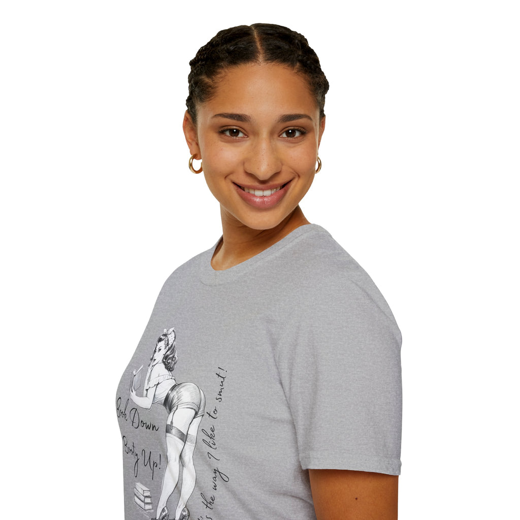 Pinup Booklover T-Shirt — "Book Down Booty Up!" Vintage Reading Tee