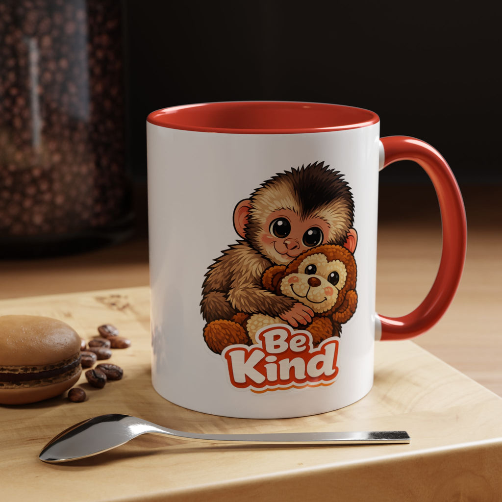 Be Kind Monkey Coffee Mug — Cute Animal Accent Mug (11/15oz)