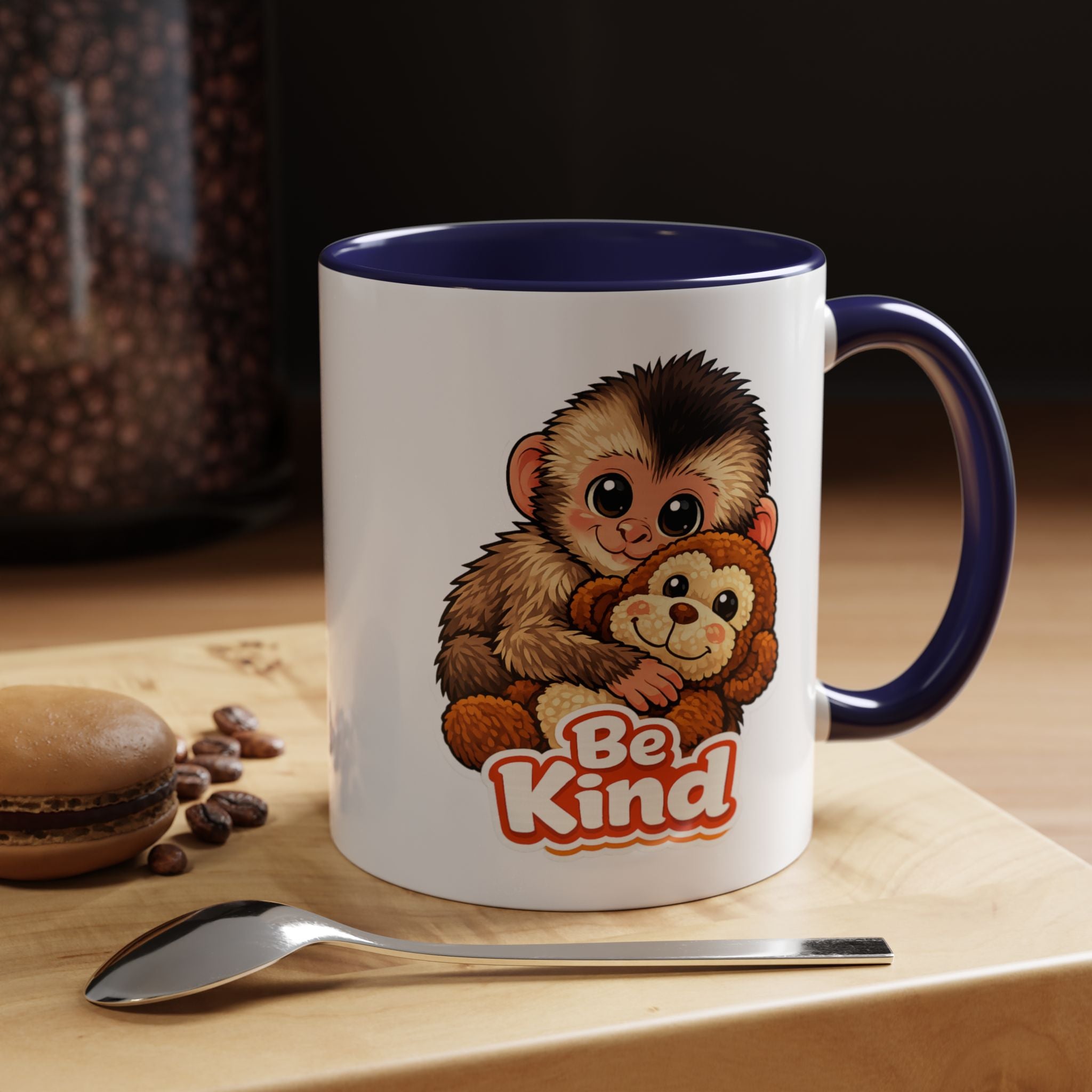Be Kind Monkey Coffee Mug — Cute Animal Accent Mug (11/15oz)