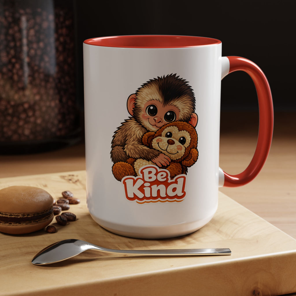 Be Kind Monkey Coffee Mug — Cute Animal Accent Mug (11/15oz)