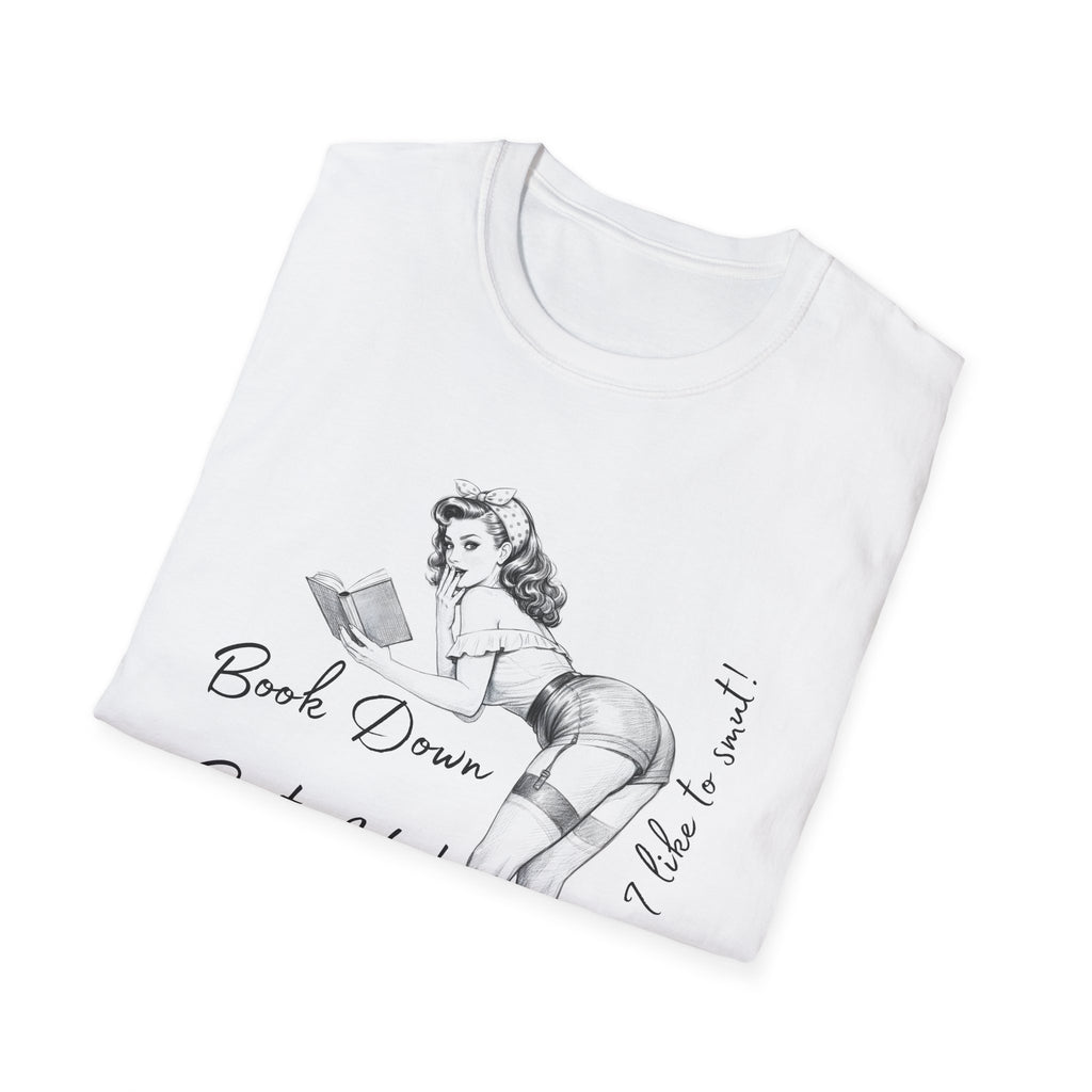 Pinup Booklover T-Shirt — "Book Down Booty Up!" Vintage Reading Tee