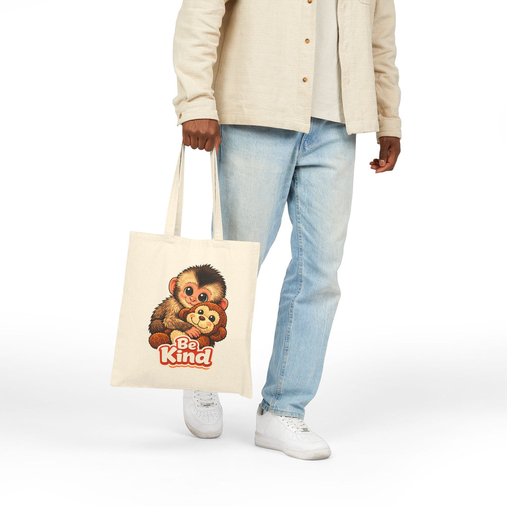 Tote Bag — Cute Punch the Monkey Design with “Be Kind” Slogan