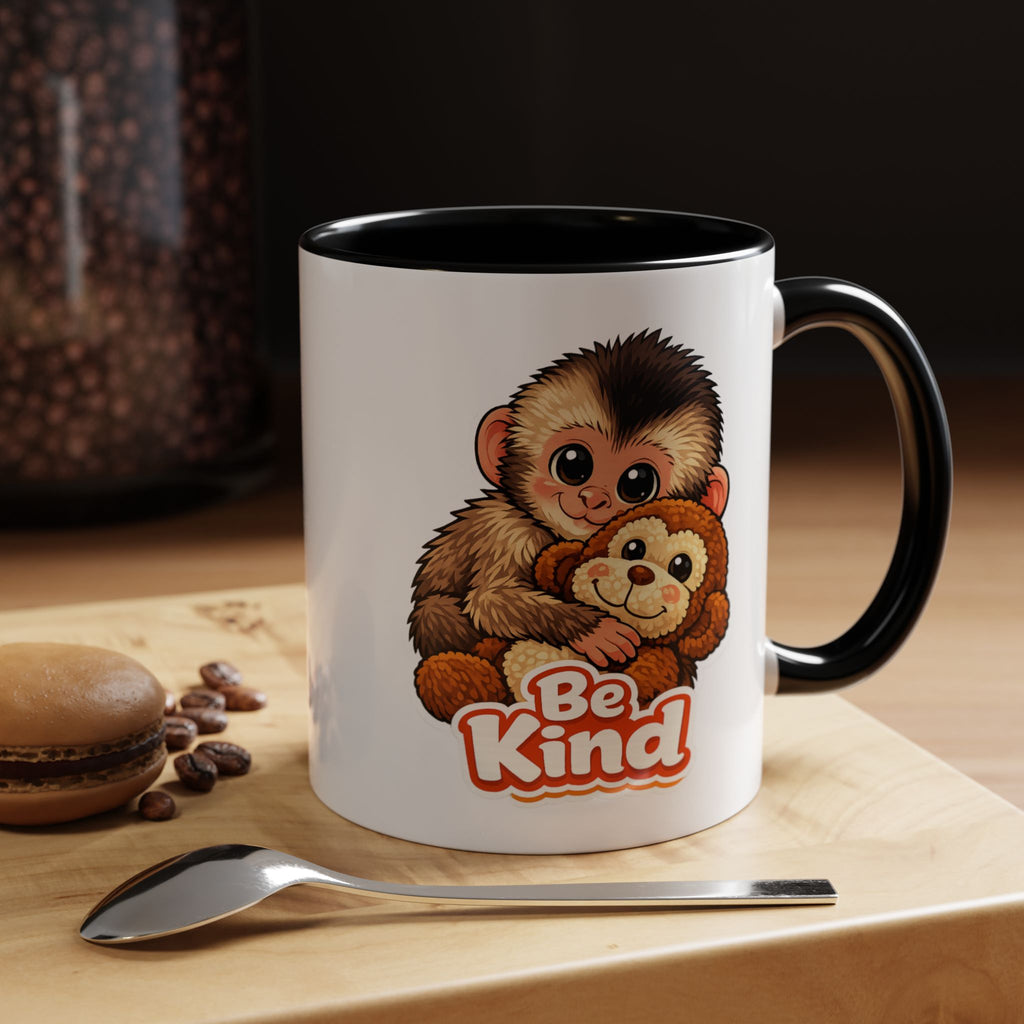 Be Kind Monkey Coffee Mug — Cute Animal Accent Mug (11/15oz)
