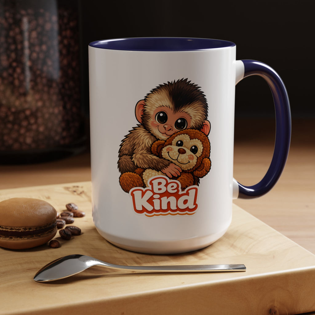 Be Kind Monkey Coffee Mug — Cute Animal Accent Mug (11/15oz)