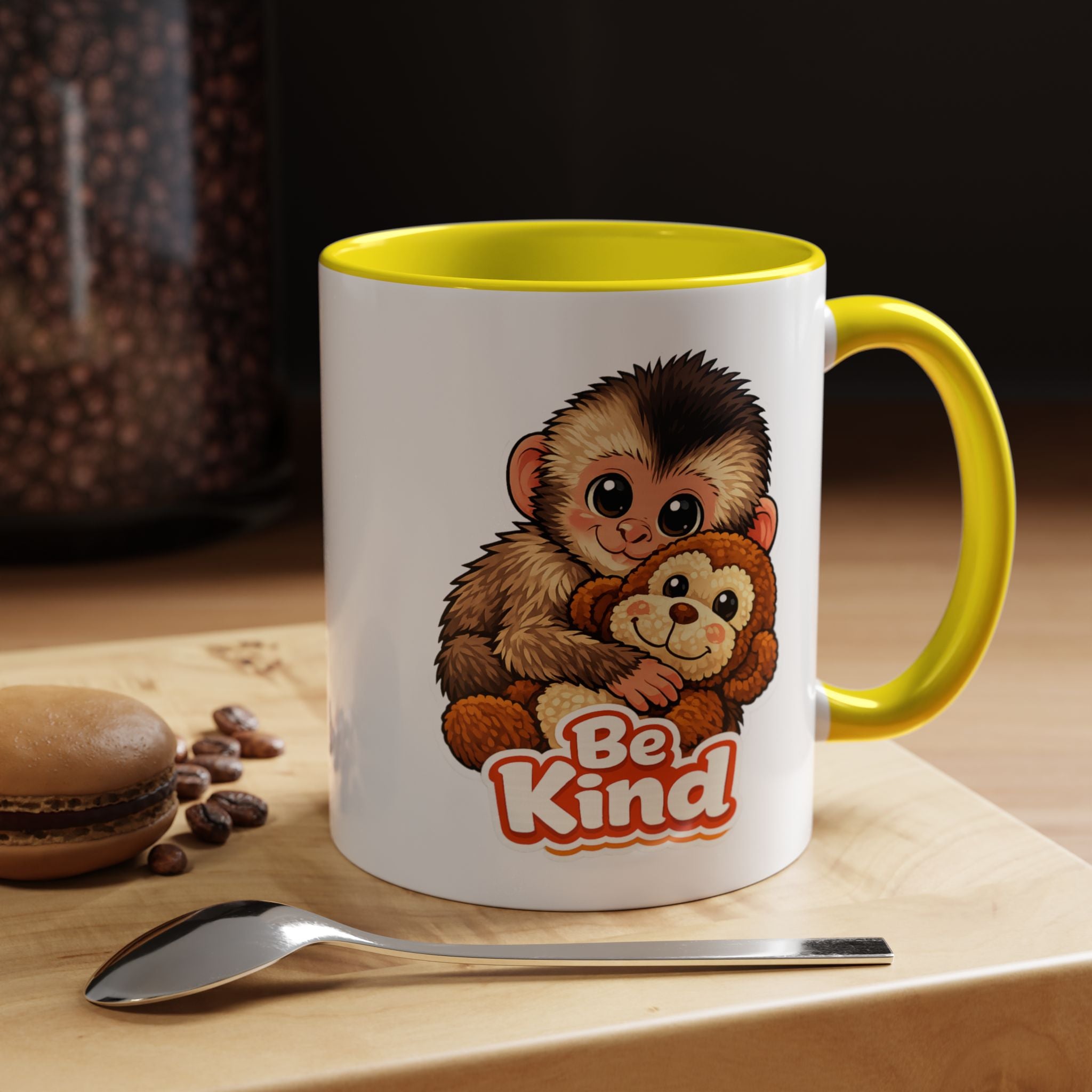 Be Kind Monkey Coffee Mug — Cute Animal Accent Mug (11/15oz)