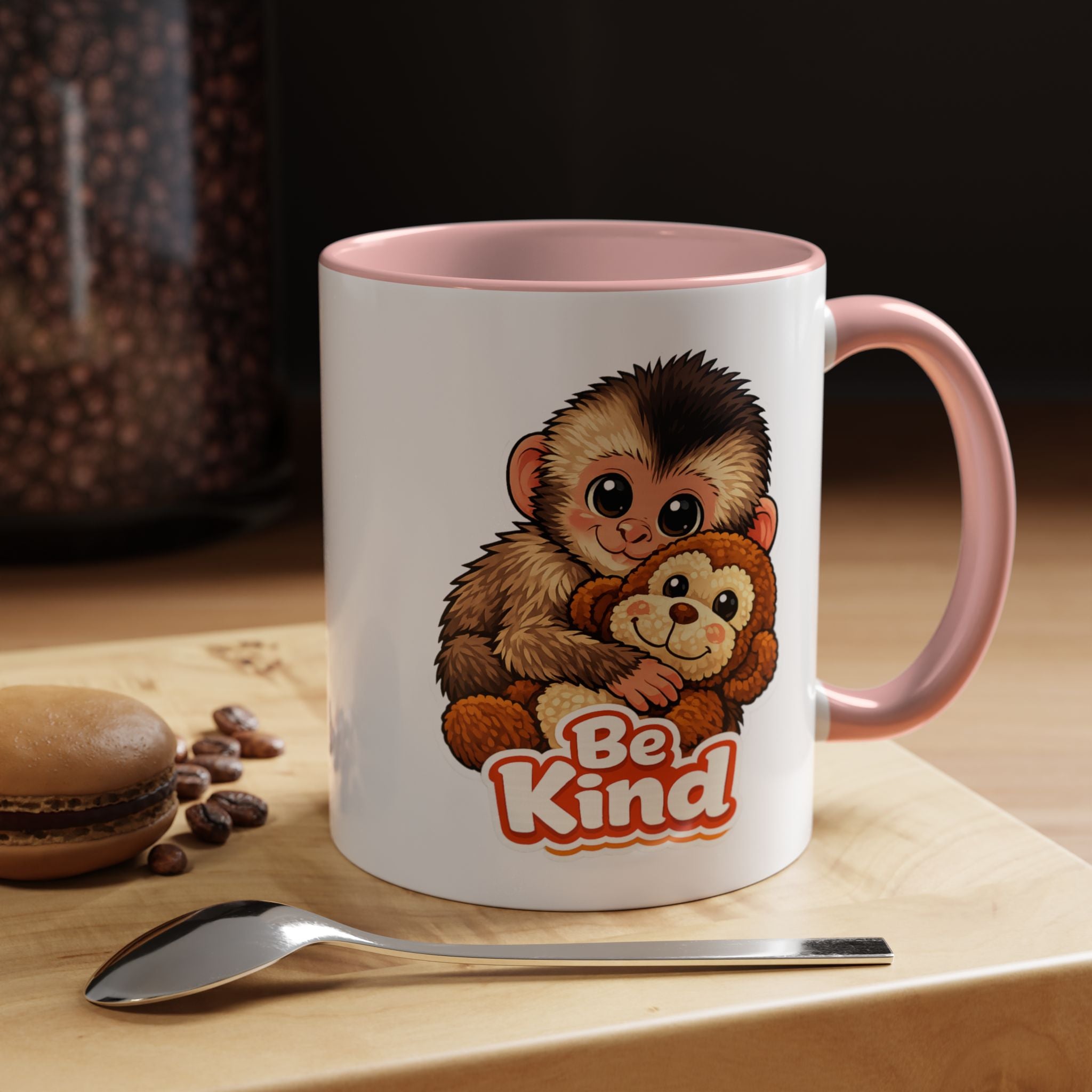 Be Kind Monkey Coffee Mug — Cute Animal Accent Mug (11/15oz)