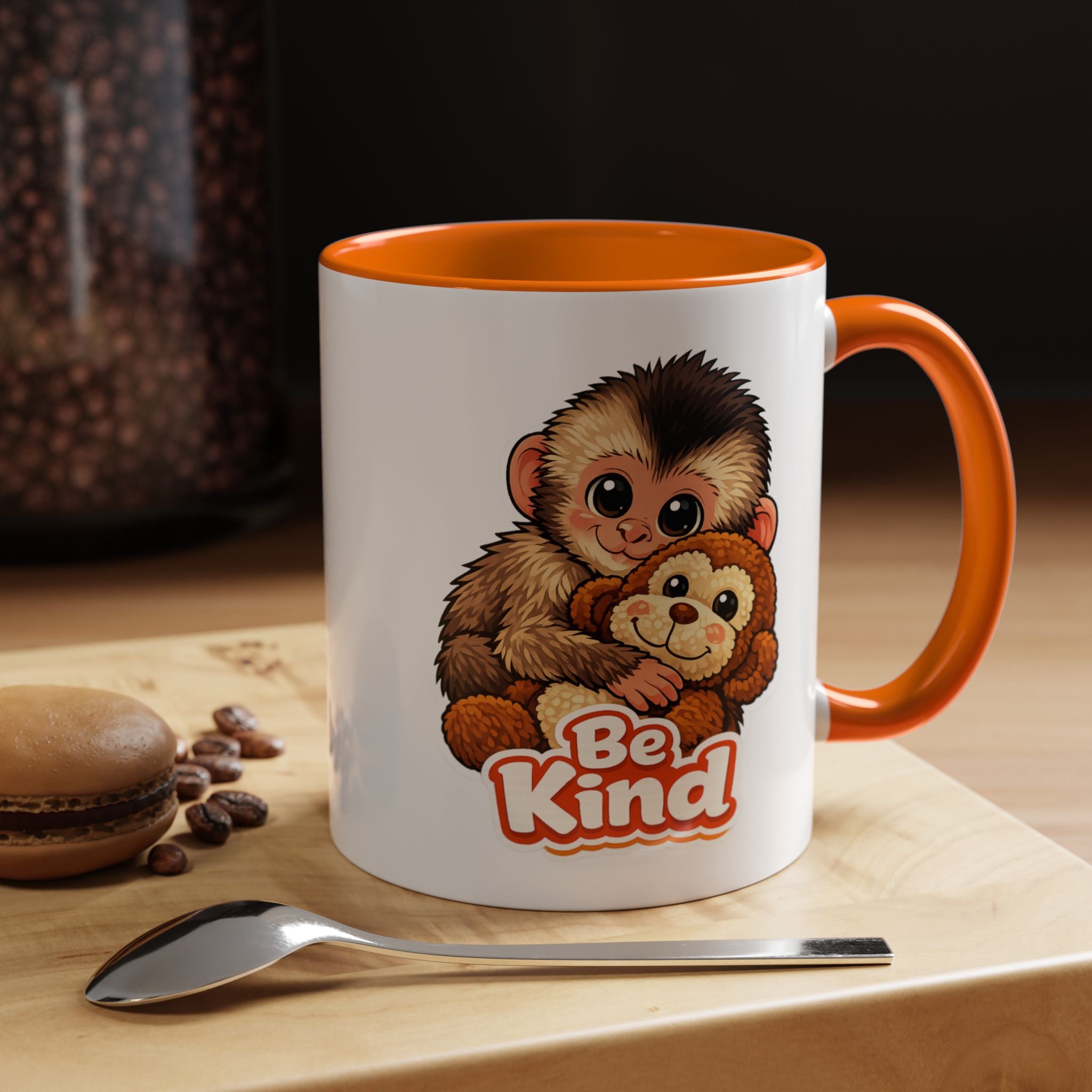 Be Kind Monkey Coffee Mug — Cute Animal Accent Mug (11/15oz)
